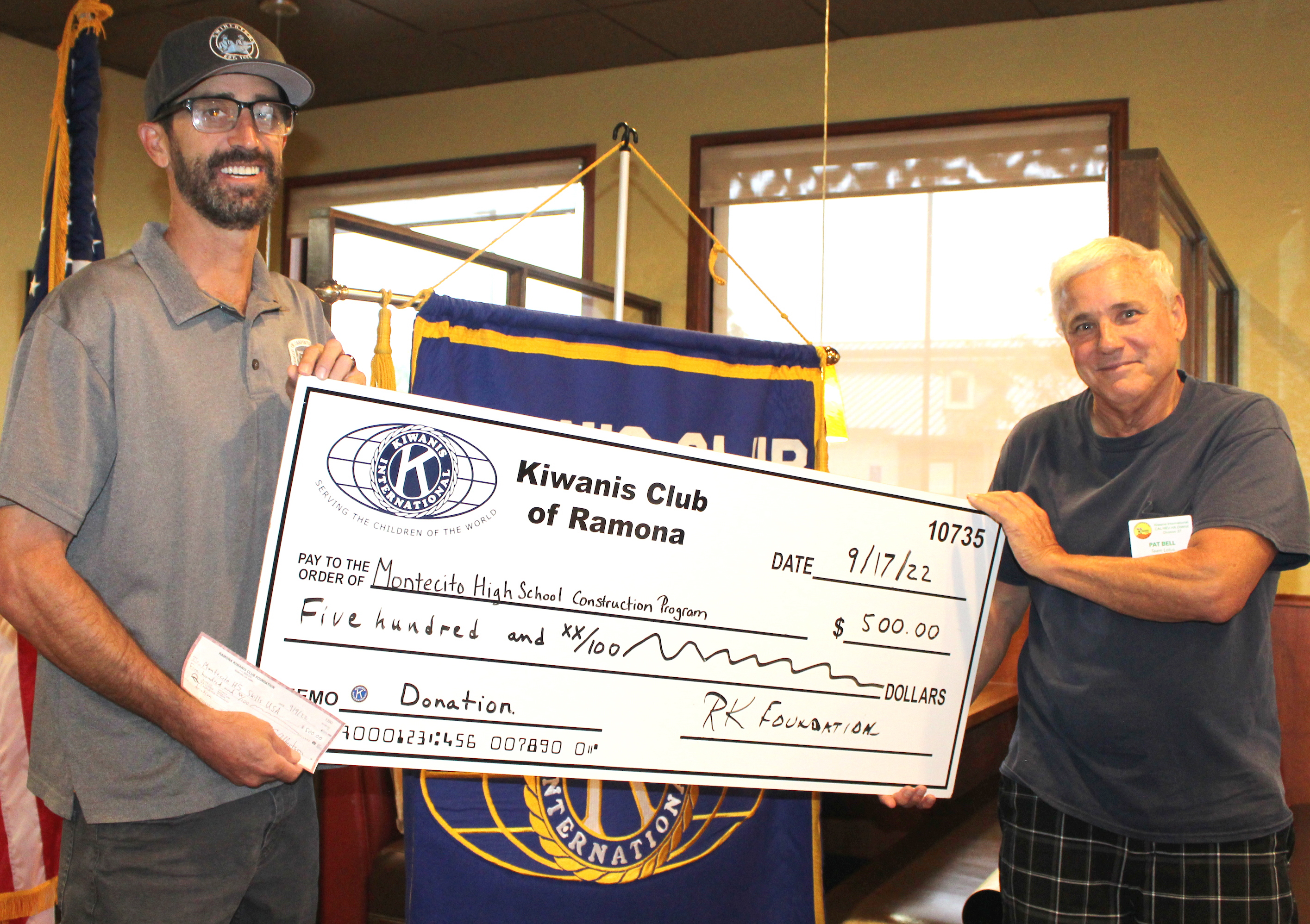 Kiwanis donates $500 to Montecito High construction program - Vimarsana News