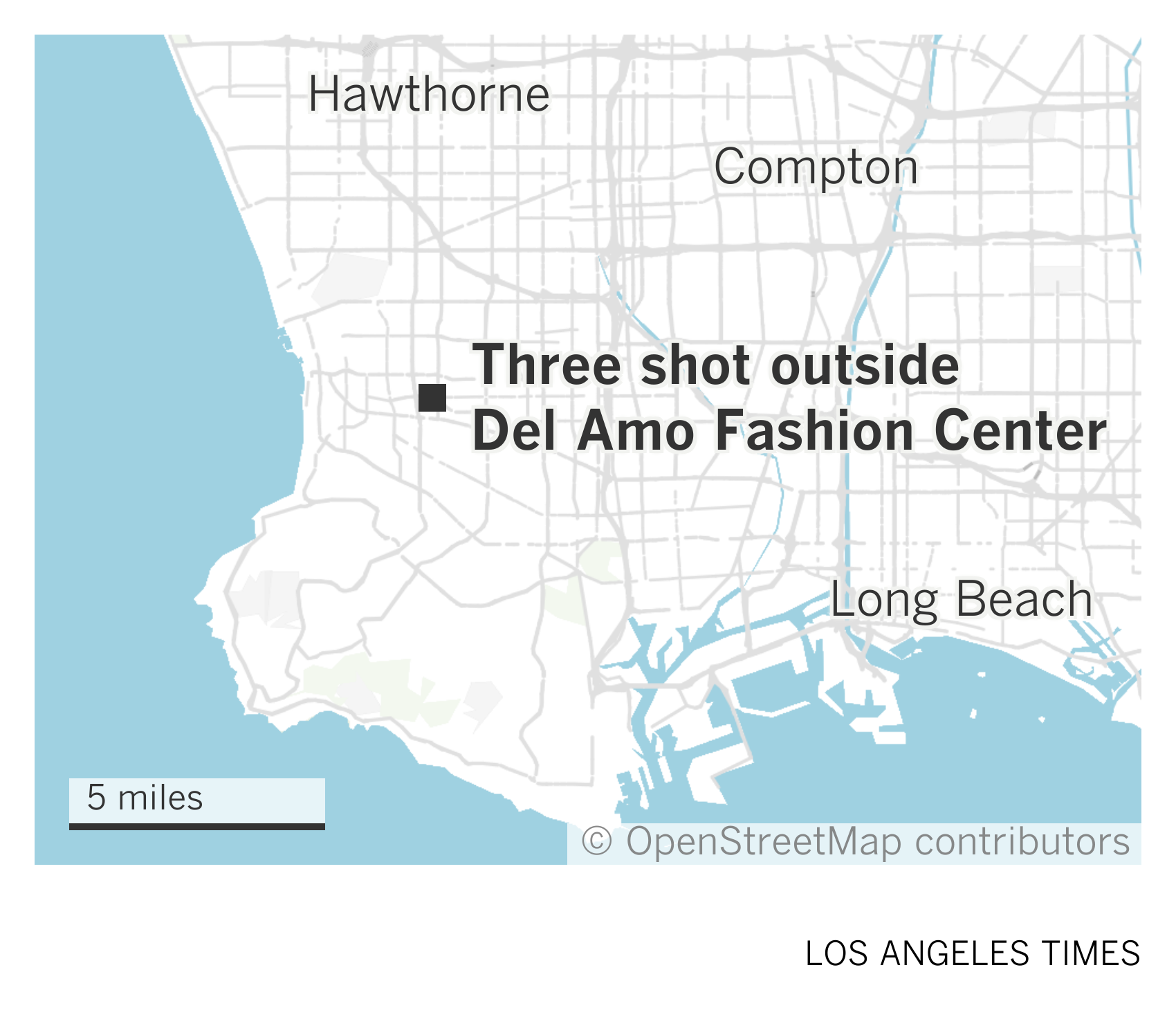Three people hospitalized after shooting outside Torrance mall - Vimarsana News