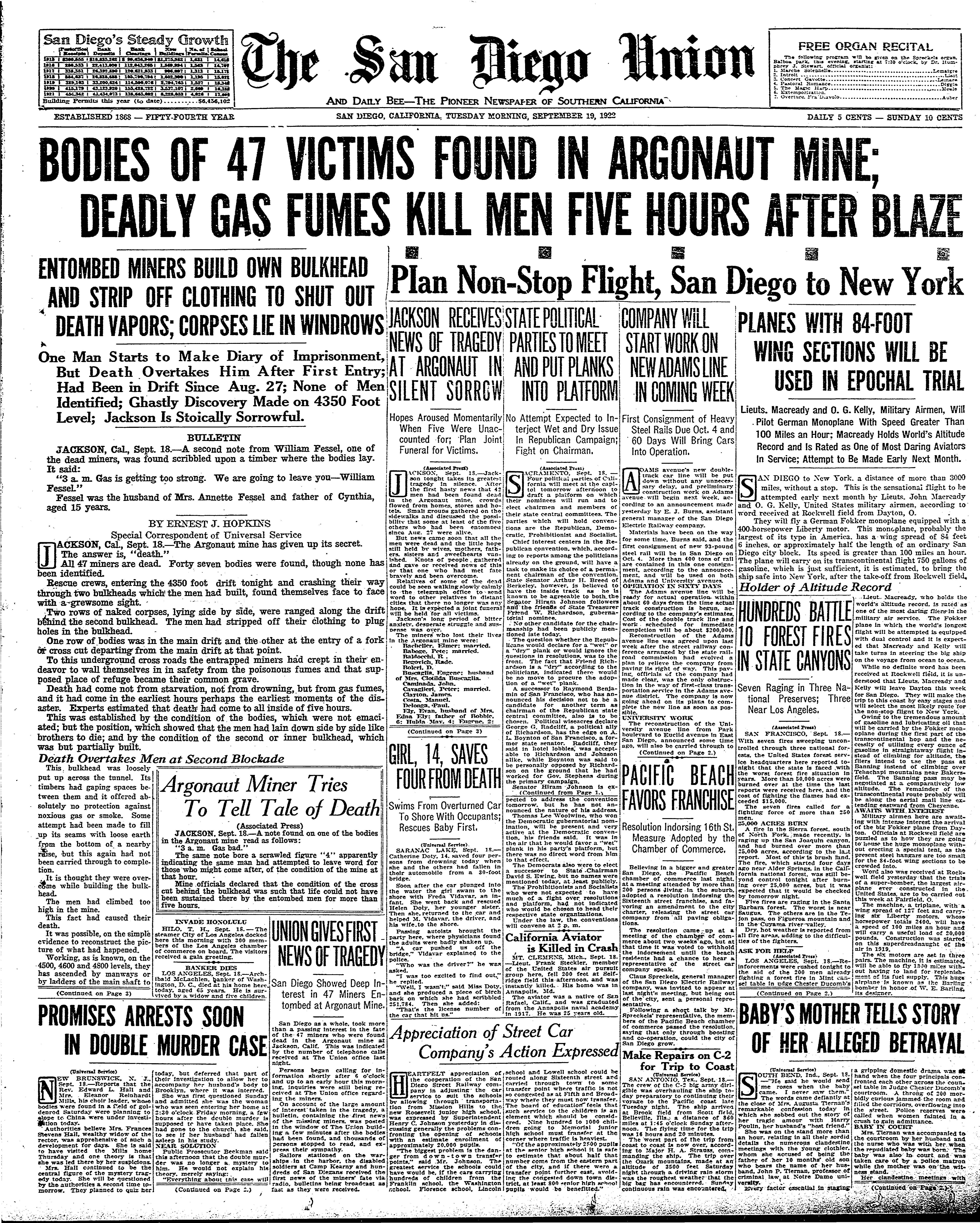 From the Archives: 1922 gold mine disaster was deadliest in California - Vimarsana News