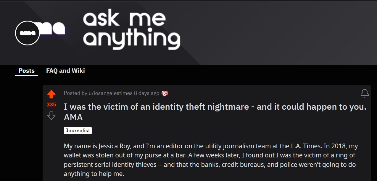 A Reddit AMA about identity theft with Jessica Roy - Vimarsana News