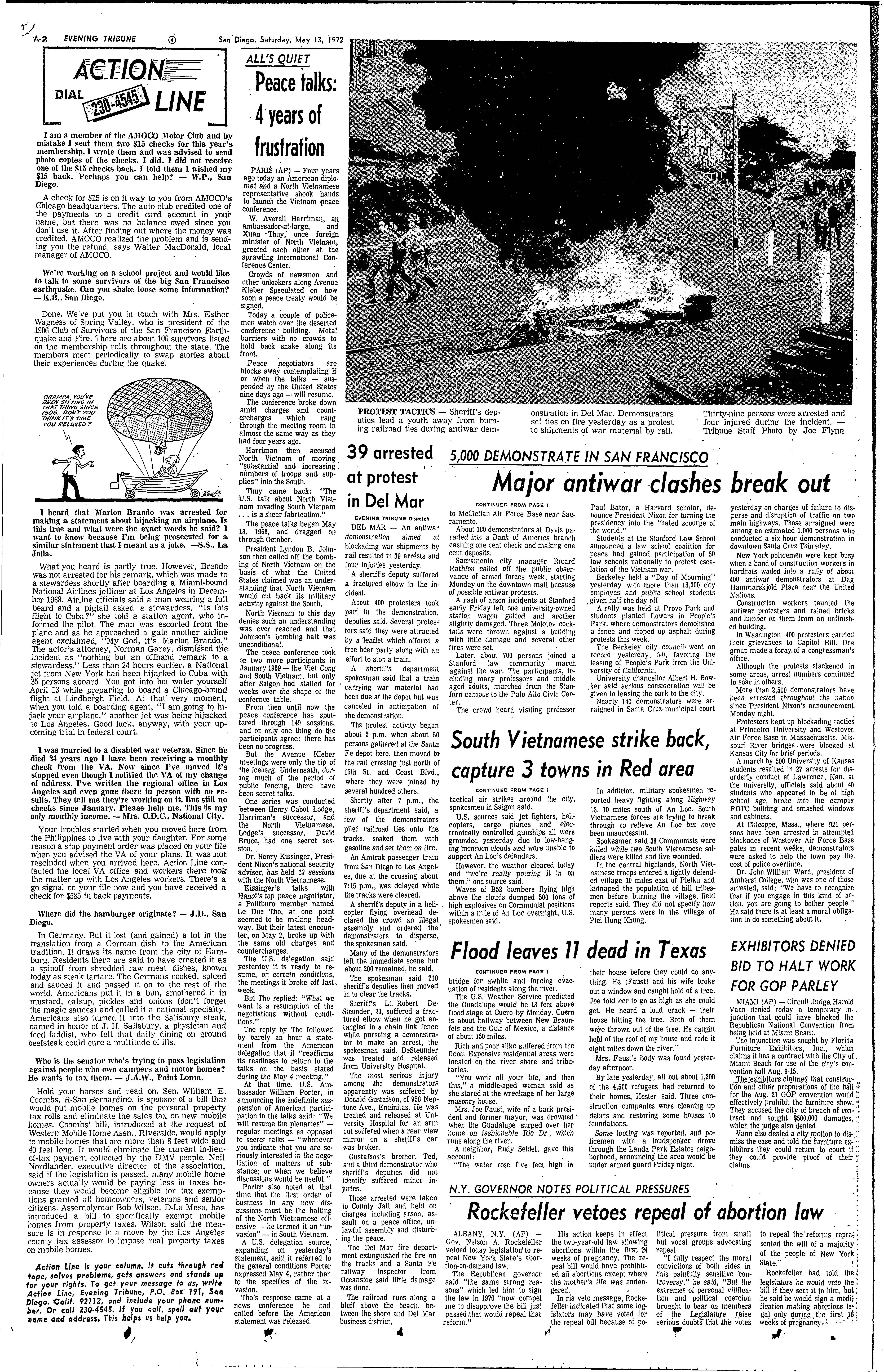From the Archives: 39 arrested in Vietnam War protest in Del Mar in 1972 - Vimarsana News