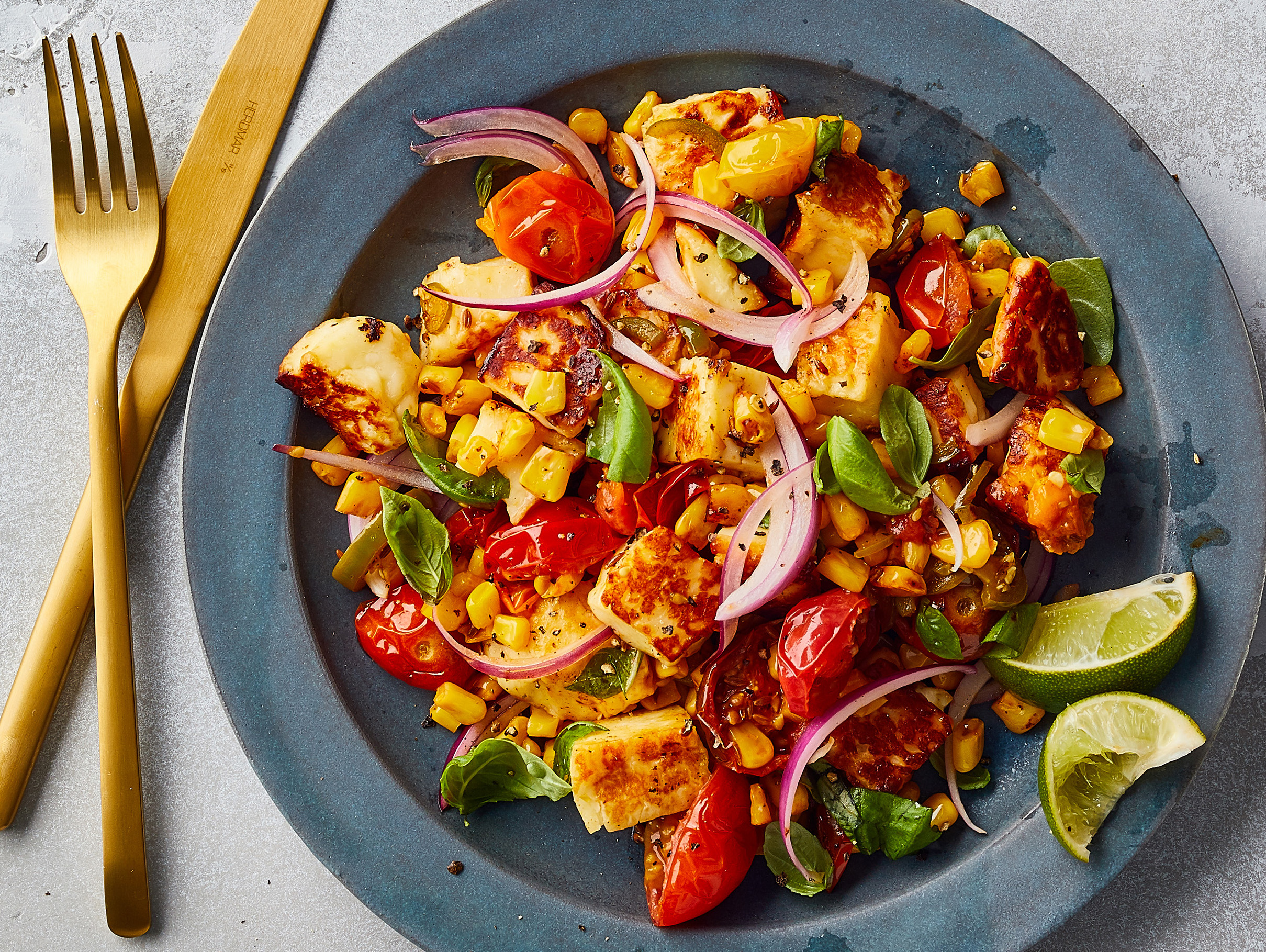 Garden classics corn, tomatoes mix with halloumi cheese in a spicy saute - Vimarsana News