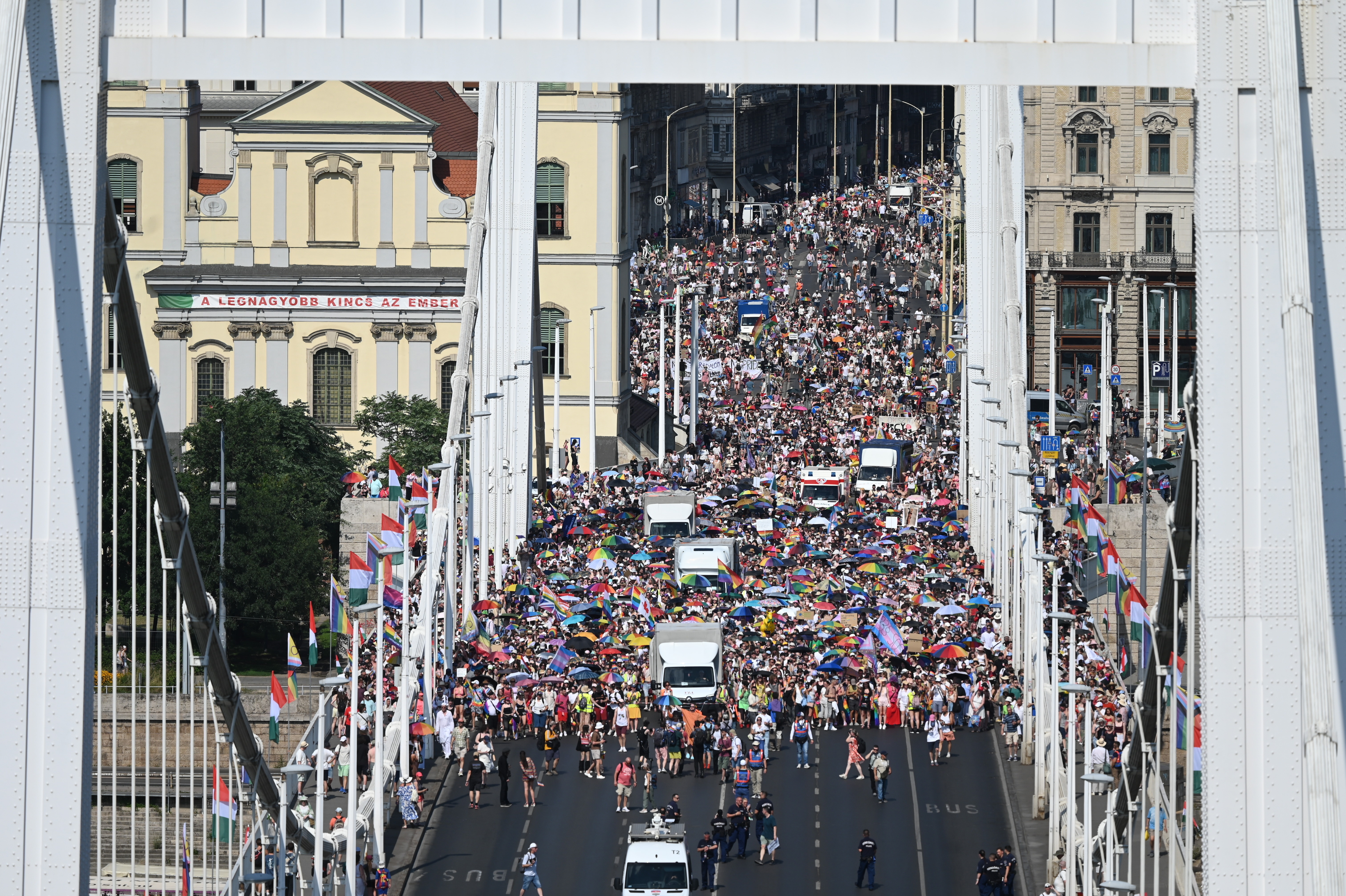 Tens of thousands march in first Budapest Pride since Orbán ouster