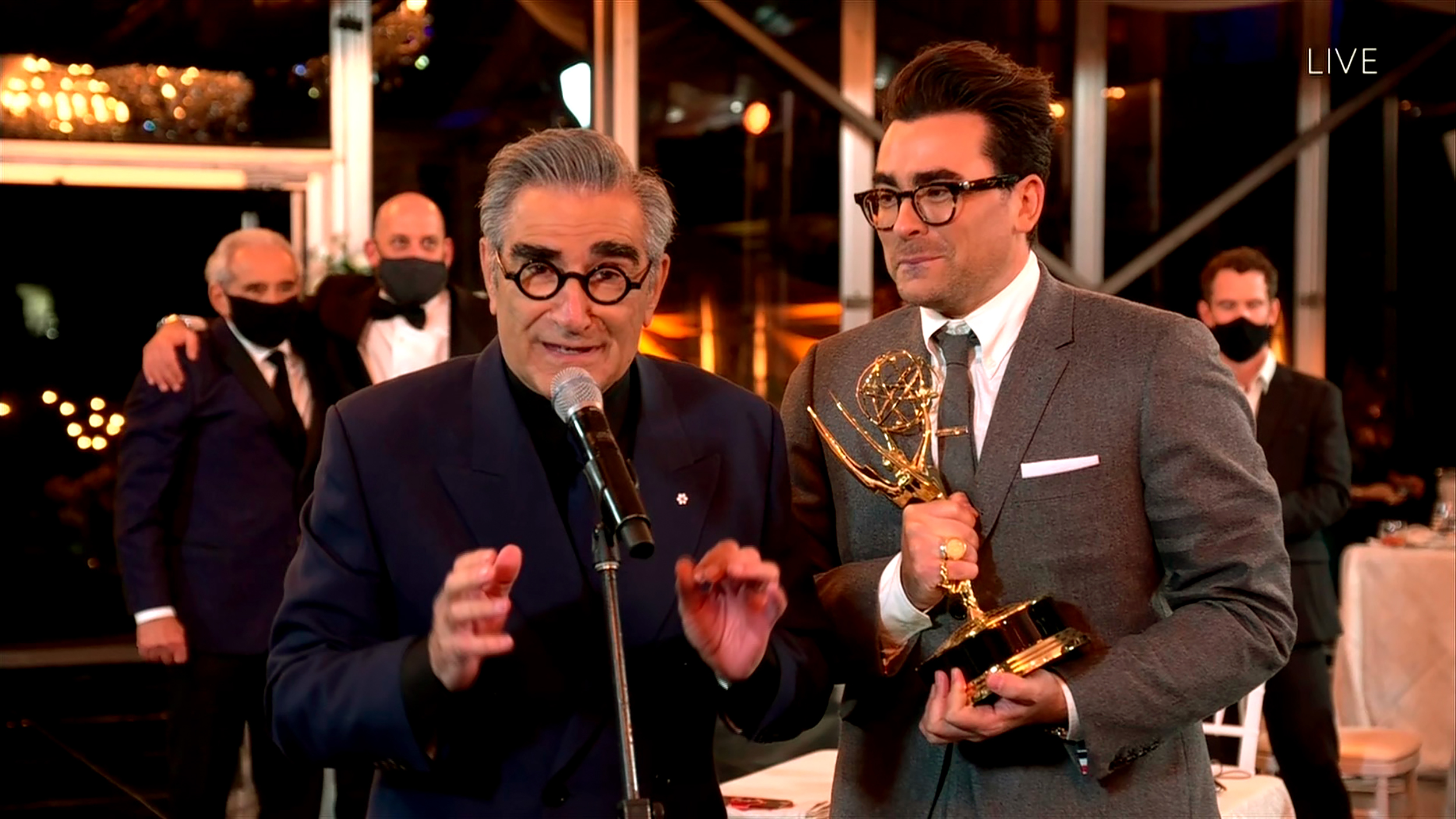 As Emmy hosts, Eugene and Dan Levy want to make the show a 'light and bright' night