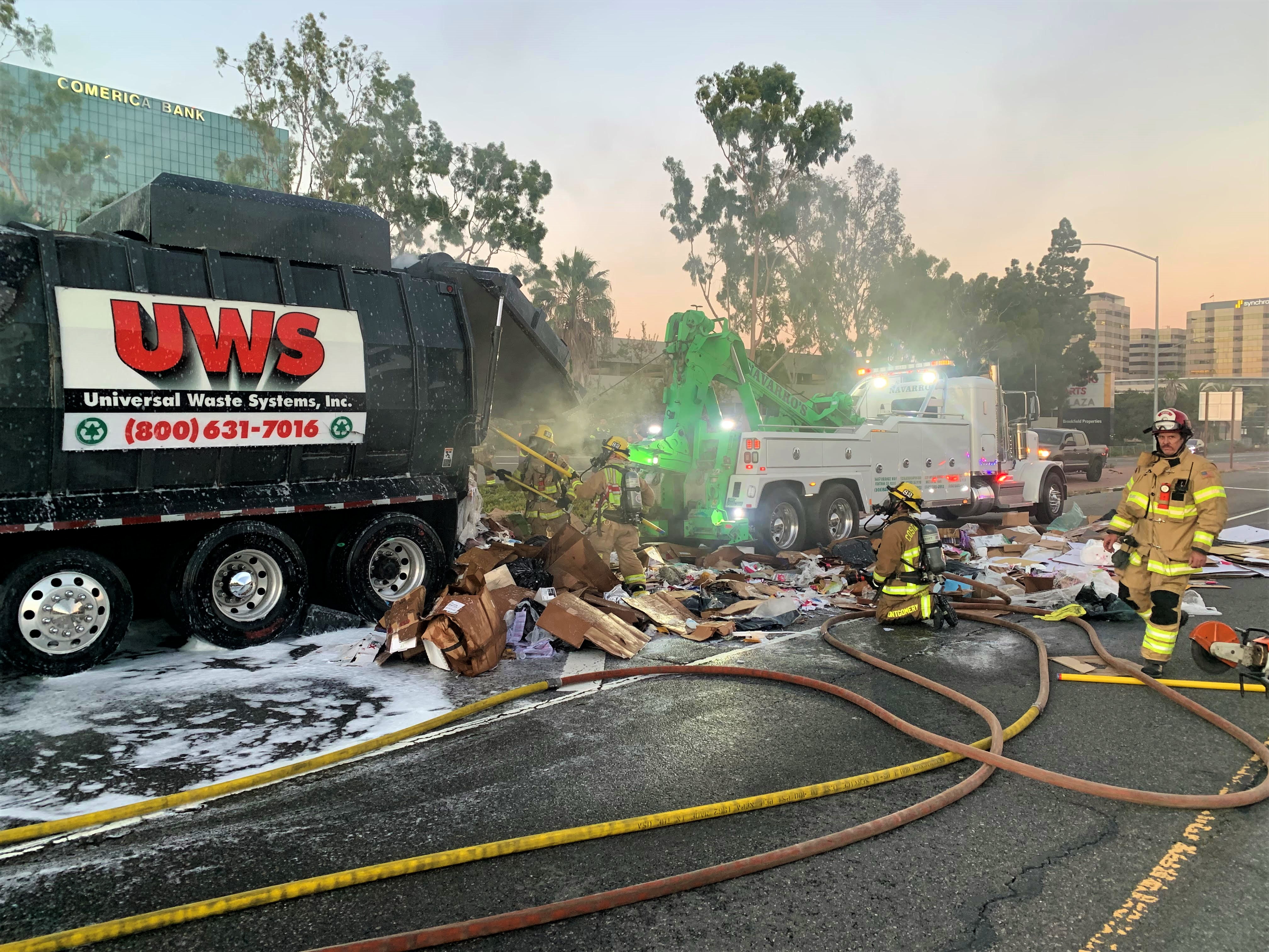 Trash truck fire makes mess of 405 Freeway near Costa Mesa - Vimarsana News