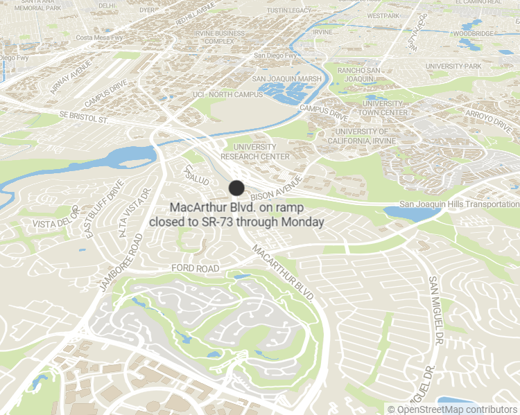 MacArthur Boulevard onramp to SR-73 closed Saturday night through Monday morning - Vimarsana News