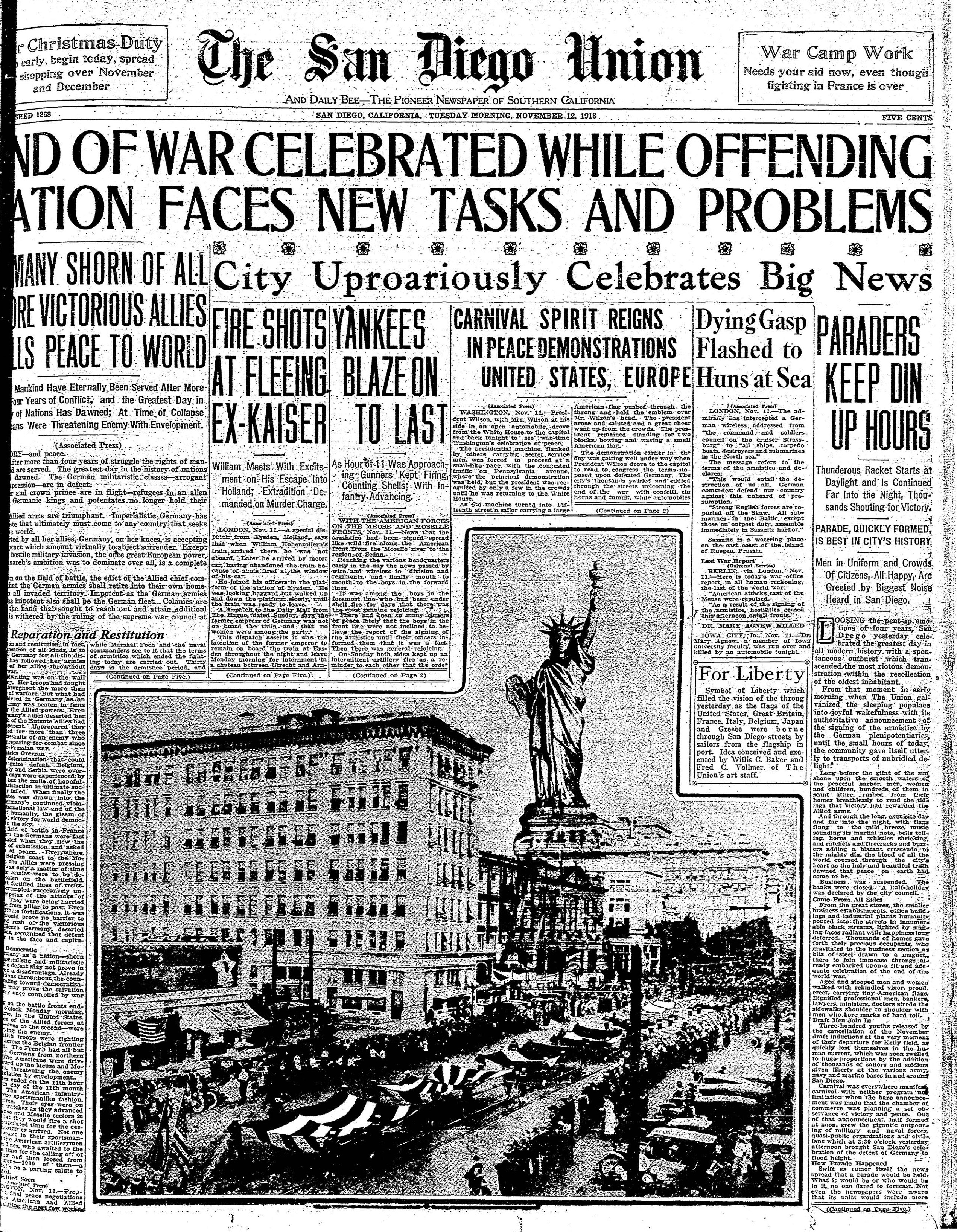 From the Archives: Veteran's Day origin a spontaneous celebration of WWI's end November 11, 1918 - Vimarsana News