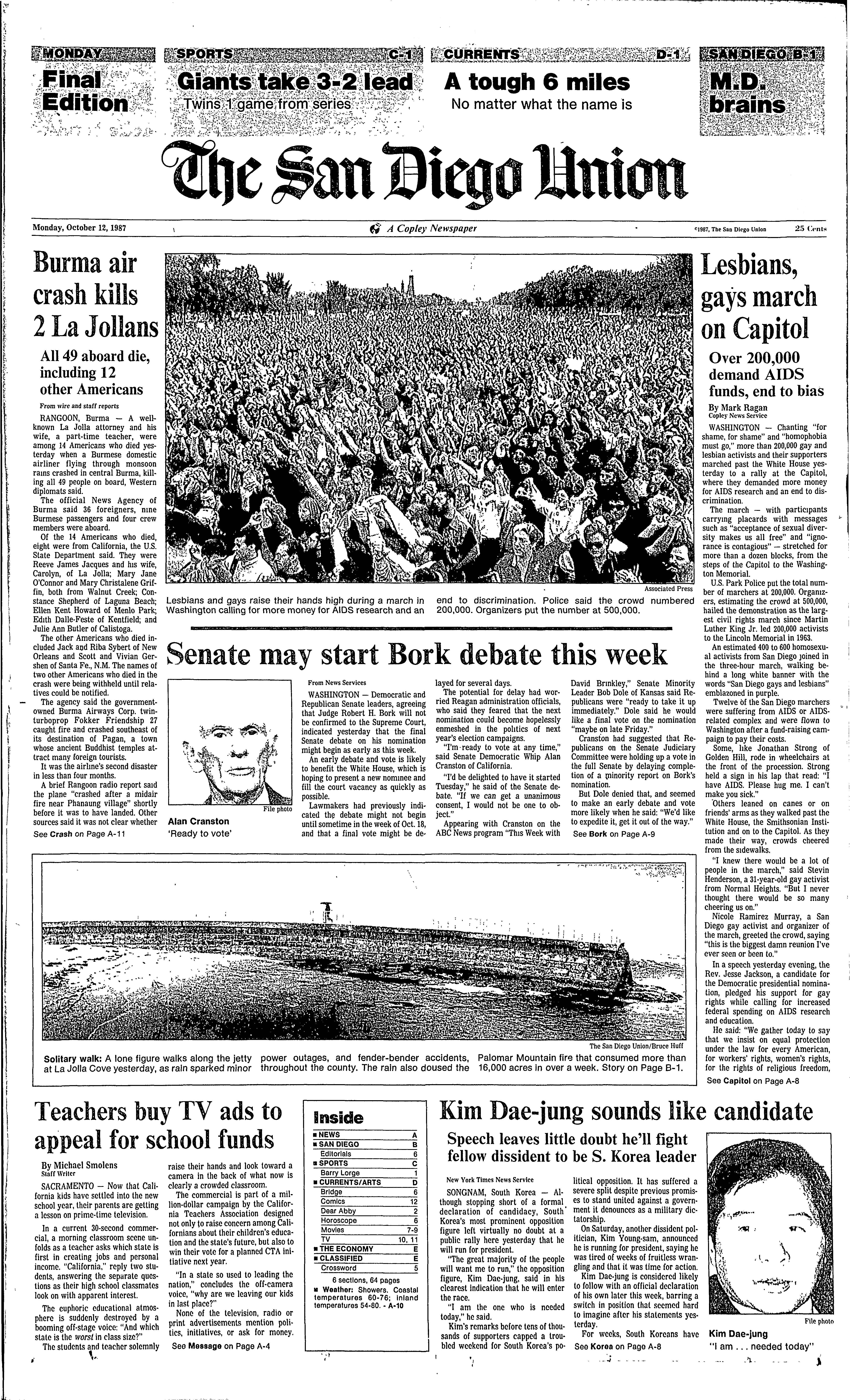 From the Archives: 1987 March on Washington brought attention to AIDS crisis - Vimarsana News