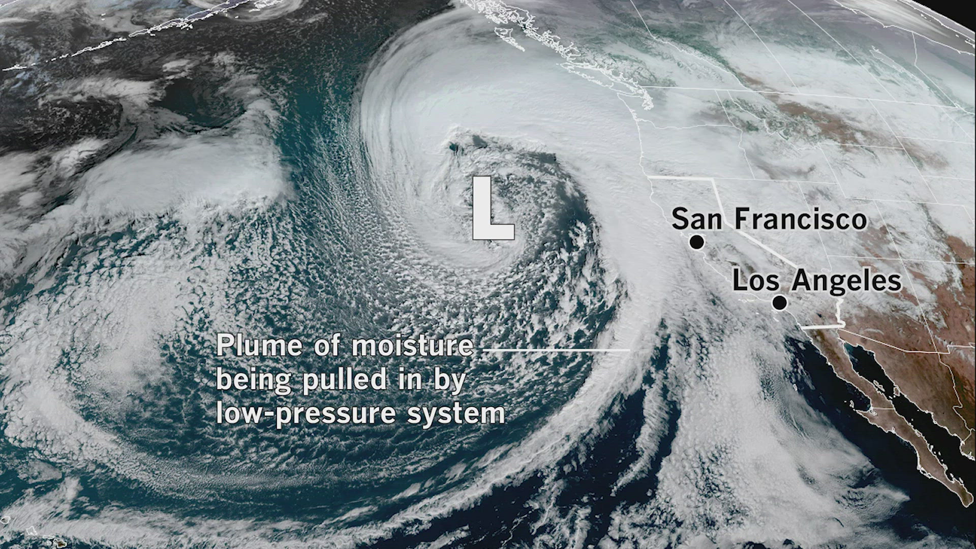 A satellite view of the atmospheric river bringing heavy rains to California - Vimarsana News