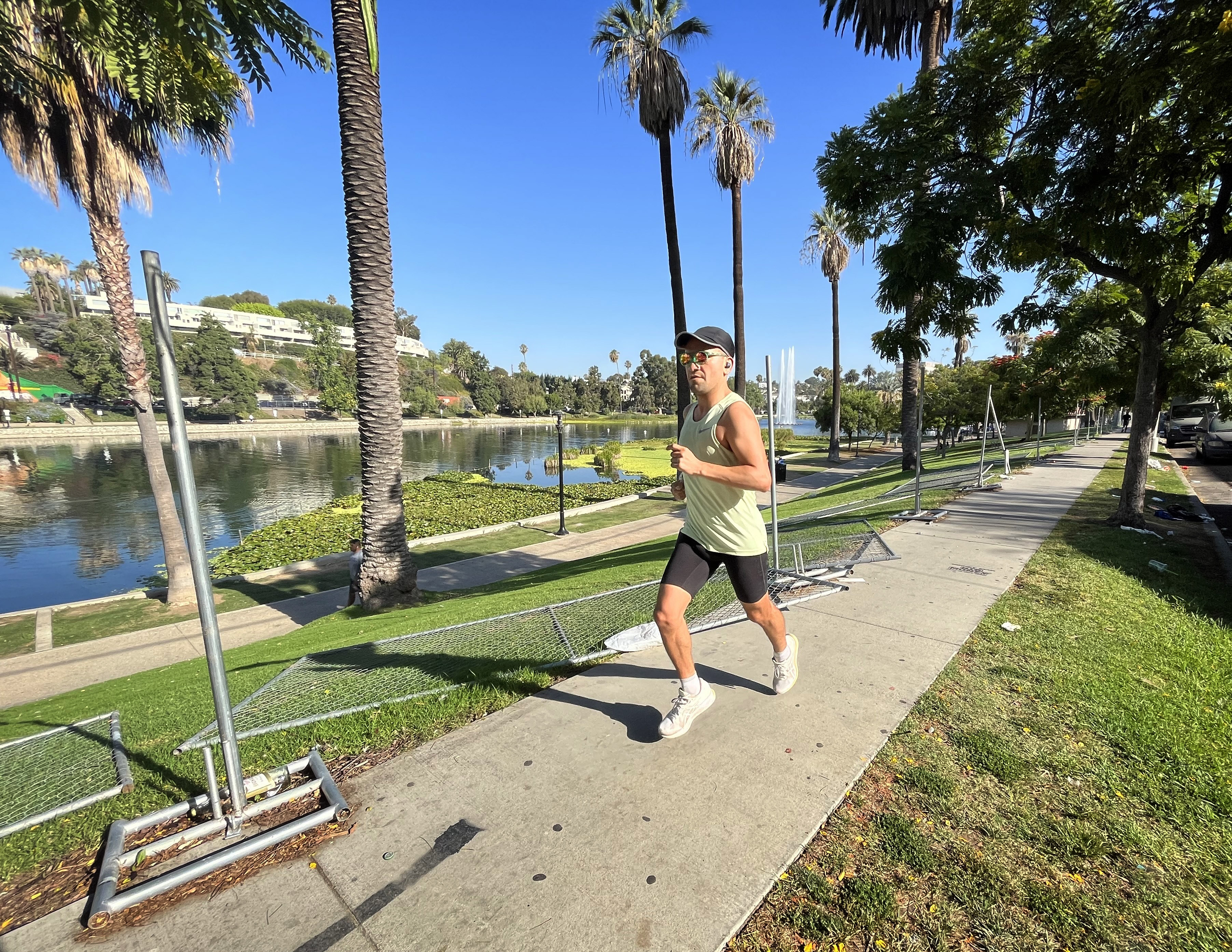 Echo Park Lake chain-link fence erected for repairs taken down