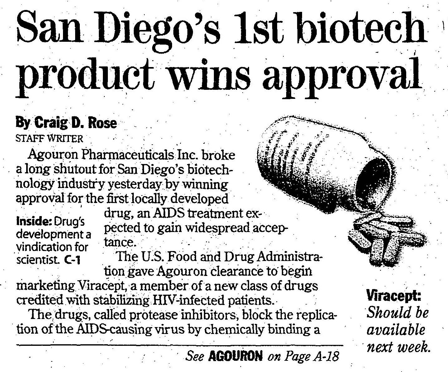From the Archives: FDA approval of HIV drug 25 years ago a boost for San Diego biotech - Vimarsana News