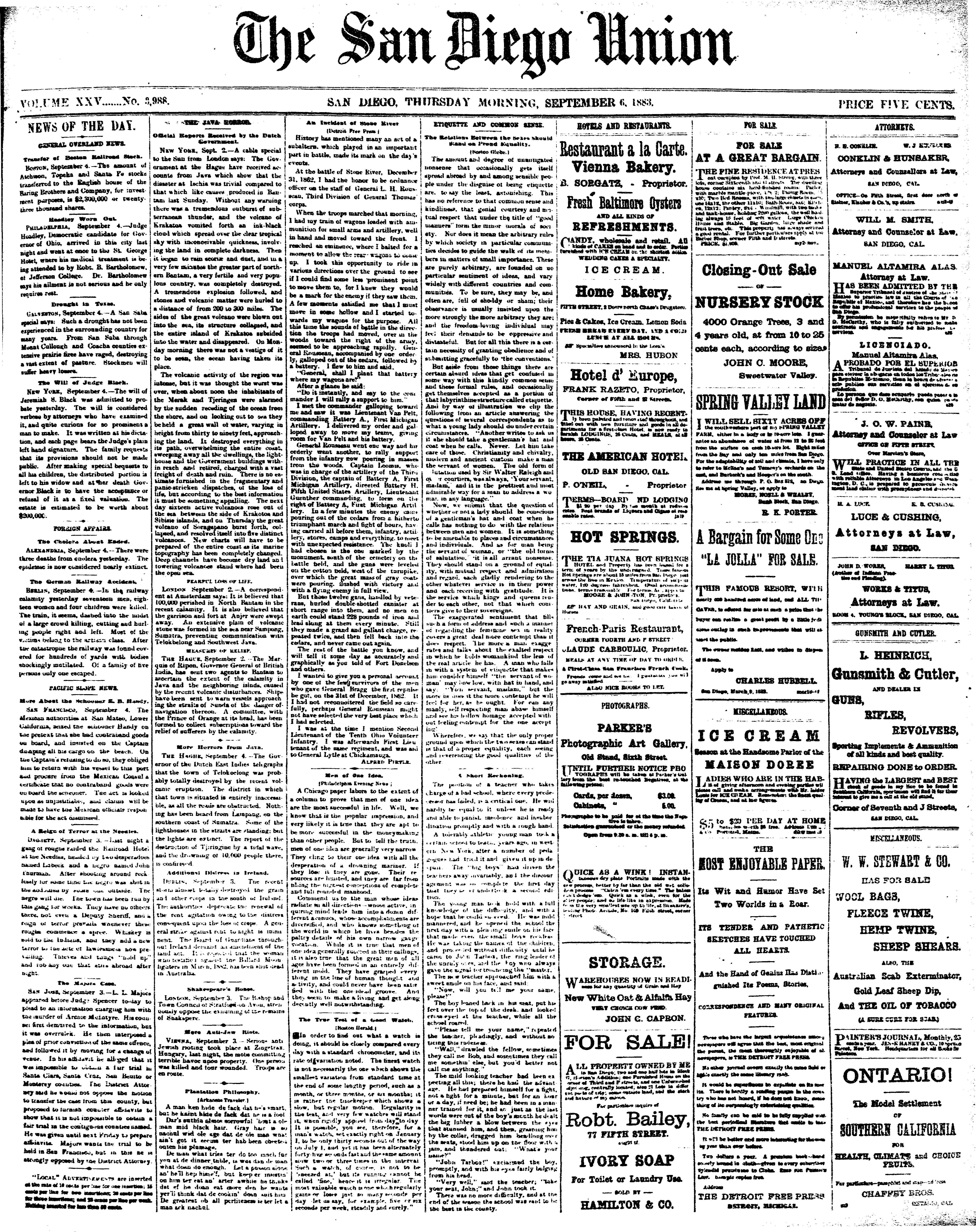 From the Archives: 1883 eruption of Krakatoa was front page news - Vimarsana News