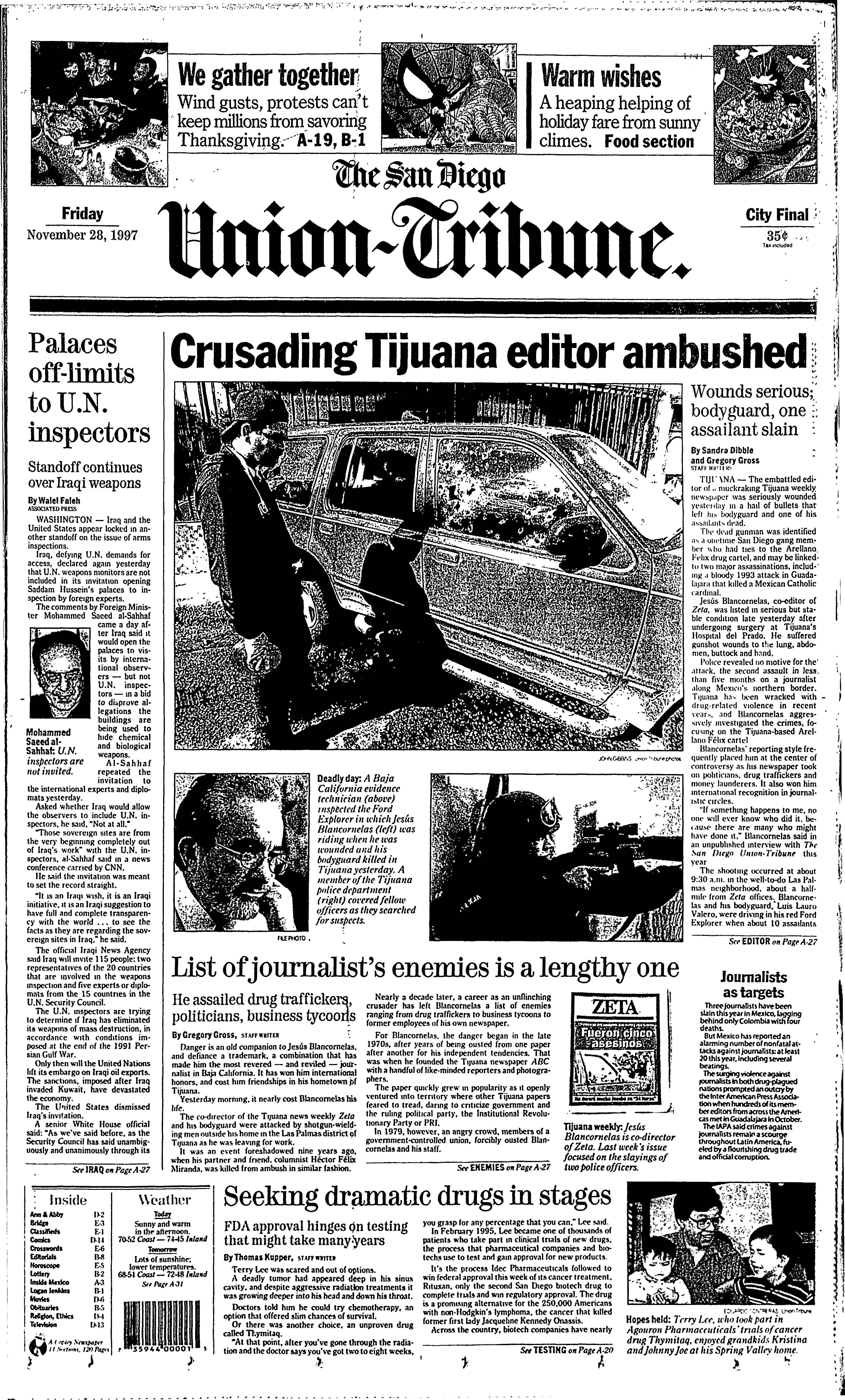 From the Archives: Crusading Tijuana editor ambushed - The San Diego Union-Tribune - Vimarsana News