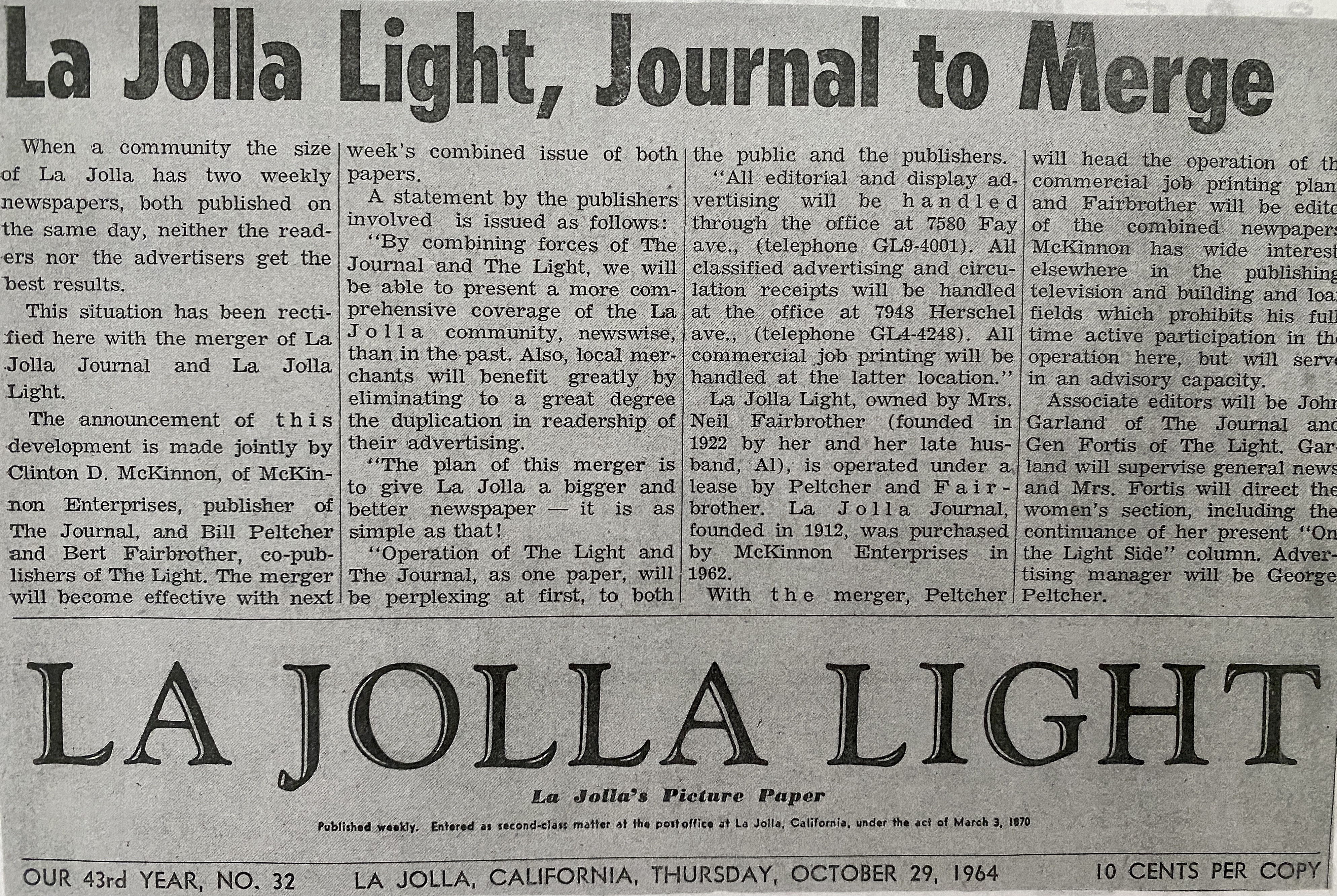 This Month in La Jolla History: The Light turns on; rail extension; 'Neptunia'; more - Vimarsana News