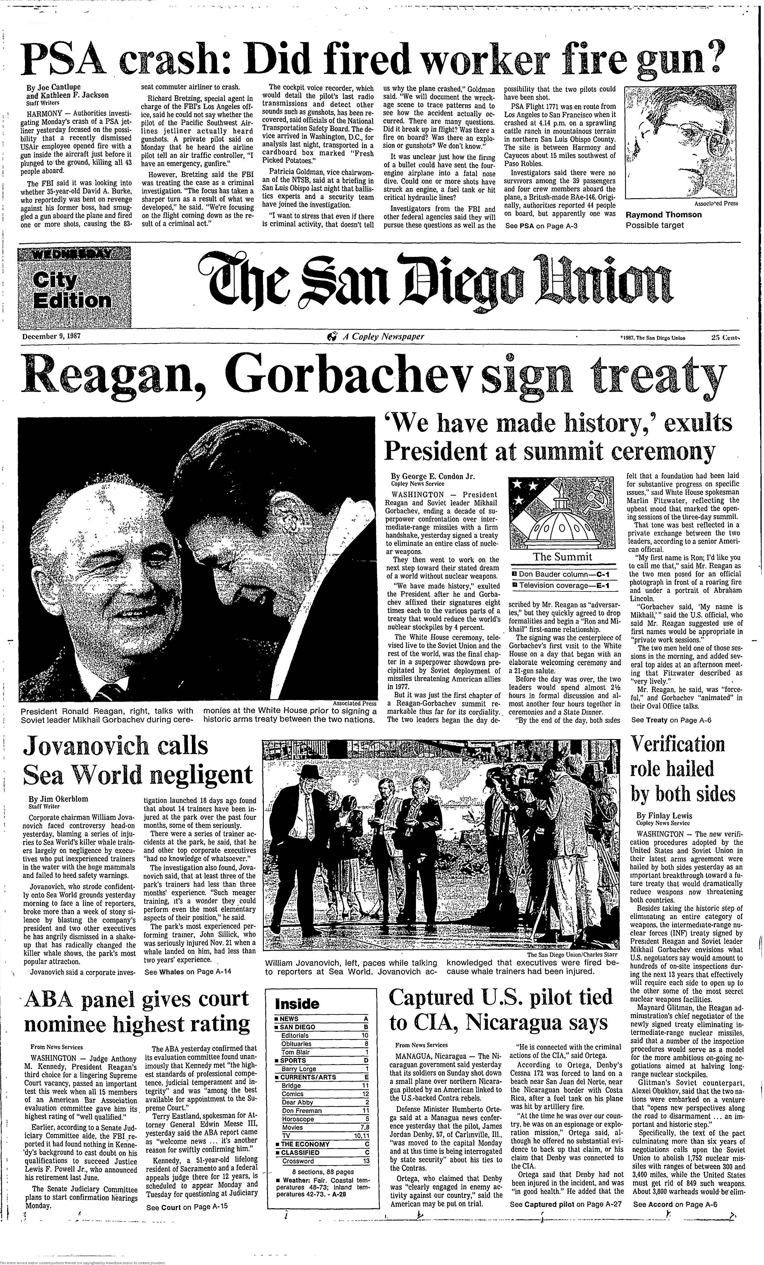 From the Archives: 1987 treaty marked new era between the US and Russia - Vimarsana News